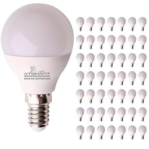 LED ATOMANT Pack 50x Bombilla LED E14 G45 7W. Color Blanco Frio (6500K)
