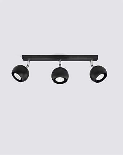 SOLLUX Plafón OCULARE Lámpara Triple Plafón Acero Bombilla LED Pantalla Redonda Minimalista Fácil Instalación Color Negro 45x16x8 cm 45x10x16cm