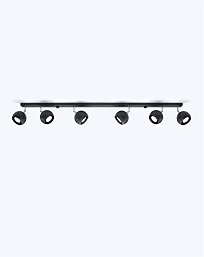 SOLLUX Plafón OCULARE para Seis Lámparas Plafón Acero Bombilla LED Pantalla Redonda Minimalista Fácil Instalación Color Negro 118x16x8 cm 118 x 10 x 16 cm"