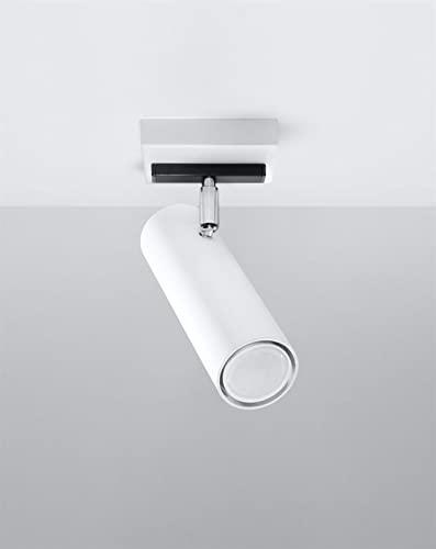 SOLLUX Plafón DIREZIONE Lámpara Individual Aplique Acero Bombilla LED Pantalla Redonda Minimalista Fácil Instalación Color Blanco 8x16x8 cm 10 x 16 x 10 cm