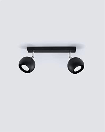 SOLLUX Plafón OCULARE Lámpara Doble Plafón Acero Bombilla LED Pantalla Redonda Minimalista Fácil Instalación Color Negro 30x16x8 cm 30x10x16cm
