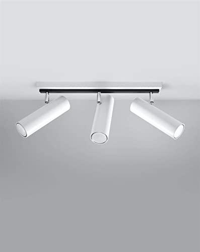 SOLLUX Plafón DIREZIONE Lámpara Triple Plafón Acero Bombilla LED Pantalla Redonda Minimalista Fácil Instalación Color Blanco 45x16x8 cm 45 x 10 x 16 cm