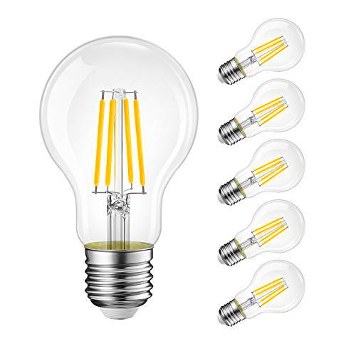 LVWIT 6 Unidades E27 Bombillas Filamento A60 LED Retro Vintage