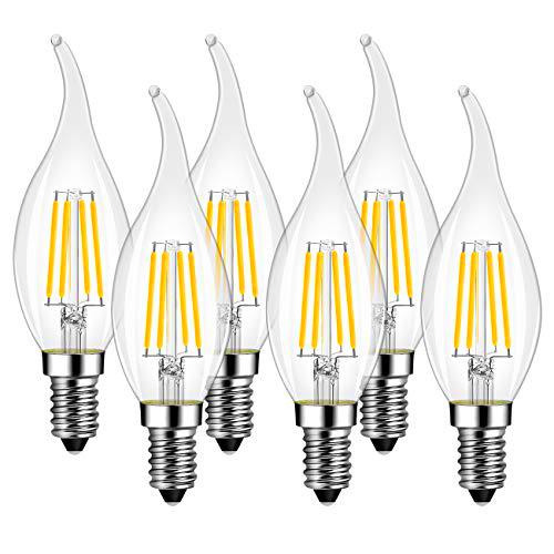 LVWIT Bombillas LED E14 Vela (Casquillo Fino) - Bombilla Vintege 4W equivalente a 40W