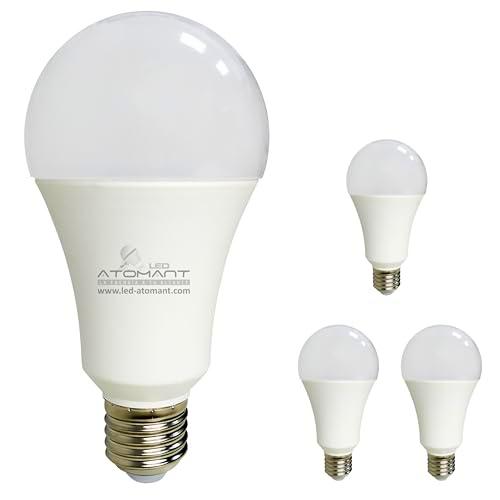 LED ATOMANT Pack 4x Bombilla E27 A70 20W, Color Blanco Calido (3000K)