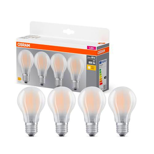 OSRAM LED BASE A60, paquete de 4 bombillas, reemplaza bombillas incandescentes tradicionales de 60W