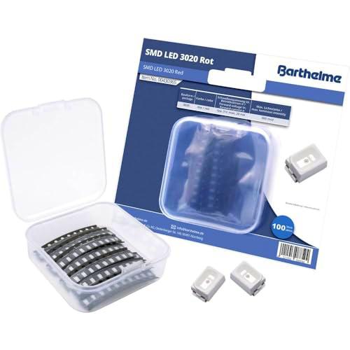 Barthelme Set de LED SMD 3020 rojo 300 mcd 120º 20 mA 3 V 100 unidades Bulk