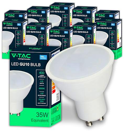 V-TAC 10x Bombillas LED GU10 - [Alta Eficiencia 4.5W]