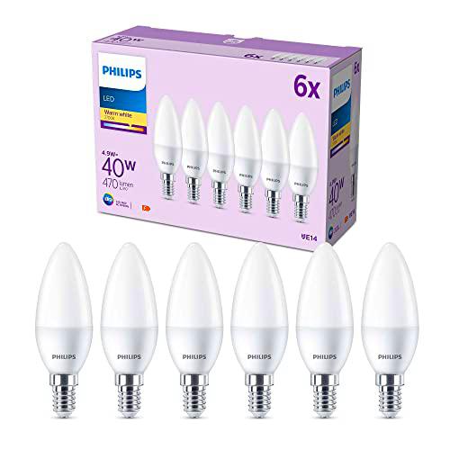 Philips - Bombilla LED tipo vela, 4.9W (Eq. 40W) 470 lúmenes