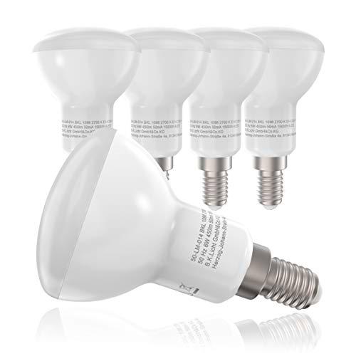 B.K.Licht 5x6W Bombillas LED E14 Ø 50 mm IP20, Color de la luz blanco cálido 2700K 450lm