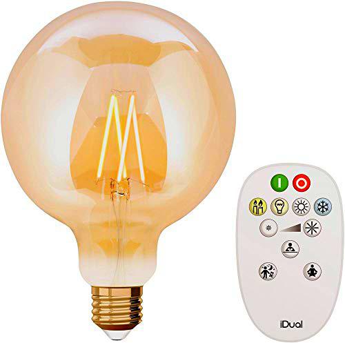 LUTEC - Bombilla G125 con filamento LED, color ámbar